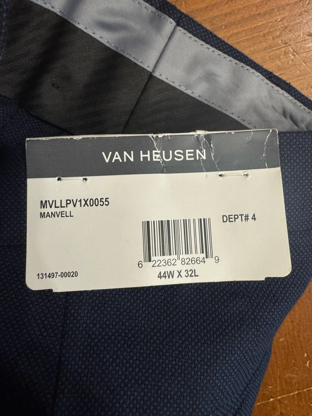 Van Heusen Pants Mens 44x32 Dress Suit Separates Manvell Polyester Blend NEW